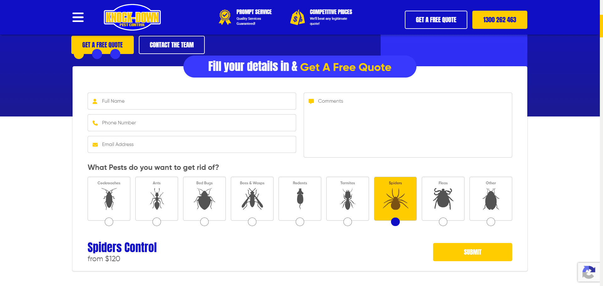 Knock-Down Pest Control Form