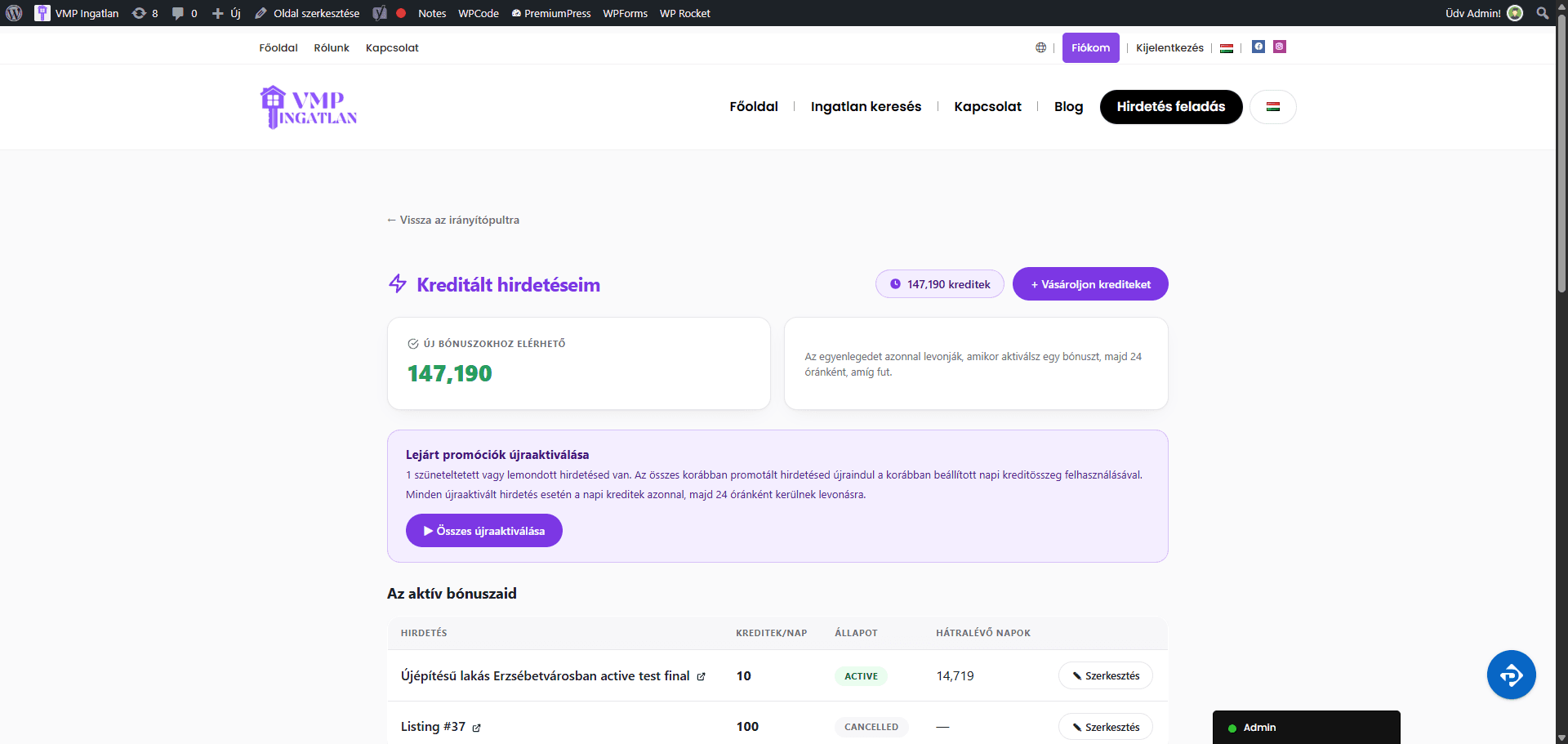 VMP Real Estate — promotion credit system